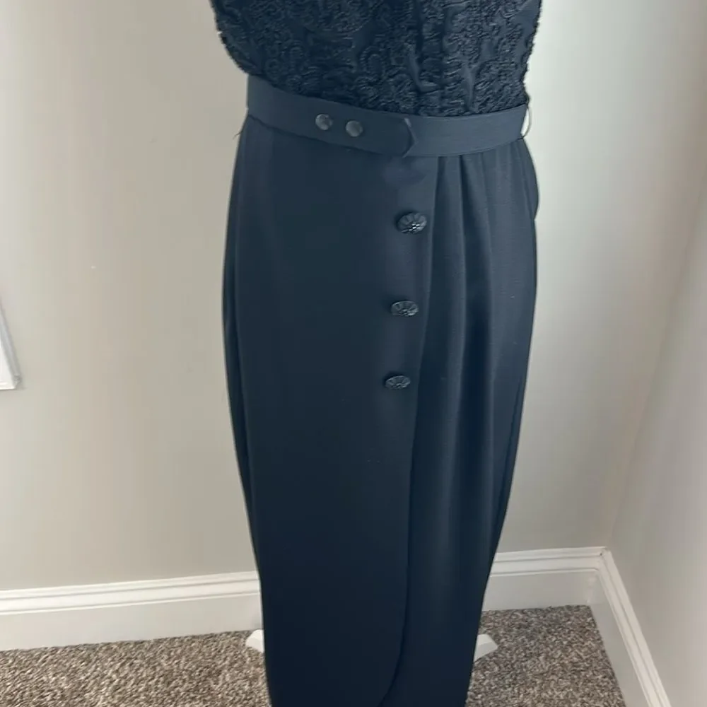 Vintage Kenar Dress Formal Sleeveless Black Maxi Crocheted Dress - Picture 4 of 15